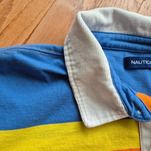 Nautica Men's Classic Fit Striped Rugby Polo Shirt XL Shrimp - Picture 5 of 14